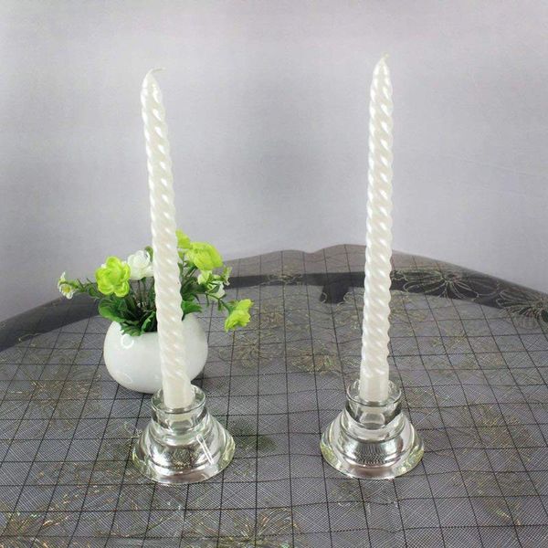 

12 pcs/set taper-spiral twisted smokeless dinner table long candles wax