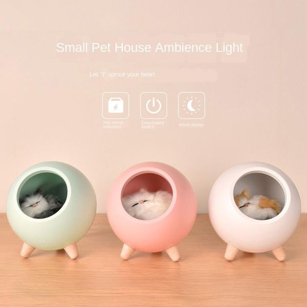 

strings liberty star kitten house atmosphere table lamp creative gift for girls cartoon cat litter charging led night light