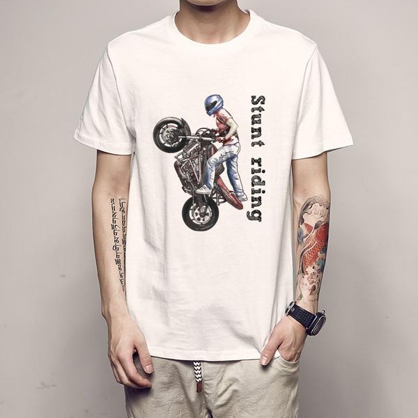 

men's t-shirts stunt riding print mens tshirt custom shirts personality male short sleeve o neck t shirt funny basketball jersey, White;black