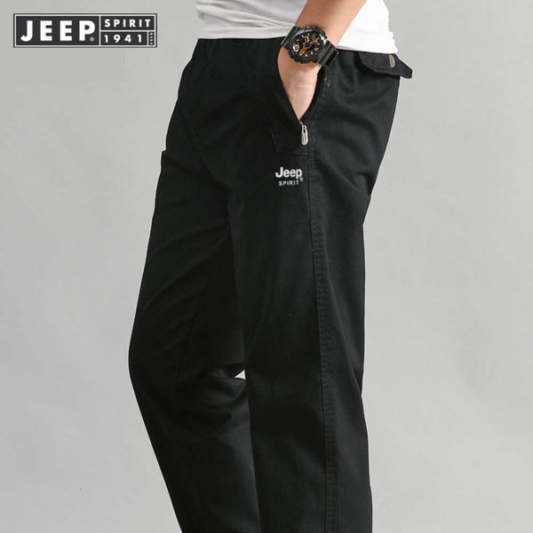 

jeep spirit casual pants summer thin work loose tube large business, Black