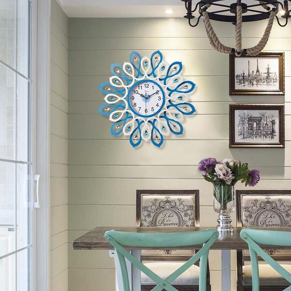 

wall clocks north european living room bedroom creative art decorations hanging mute clock peacock farmhouse decor