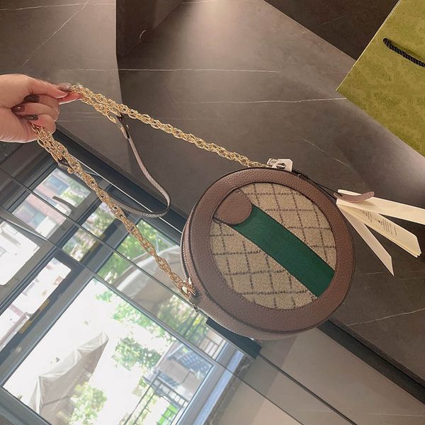 

women chain luxury evening crossbody bags ladies splicing handbag pu leather round retro fashion female shoulder bag 2021 purse