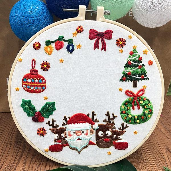 

other arts and crafts diy christmas embroidery material package start kit beginner art craft sewing tool cross stitch kits with hoop