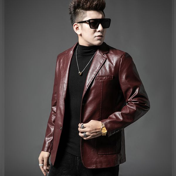 

button suit collar leather jacket selling new leather jacket men coats motorcycle leather coat men's brand jackets 201116, Black;brown