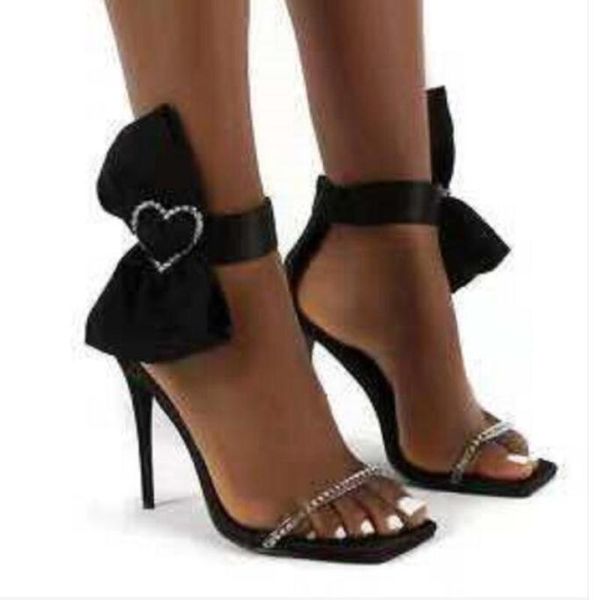 

sandals fashion thin heel bow women open toe women's shoes, Black