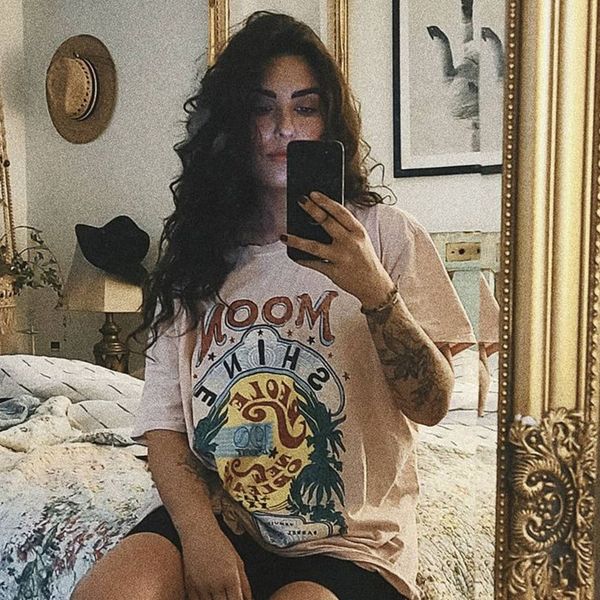 

new letter print graphic tee women 2021 beige cotton short sleeve harajuku shirts summer casual oversize t shirt chic 8rhi, White