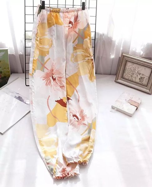 

2021 latest summer cotton thin home pants women sleep bottoms cute elastic casual pajama pants womens pijama trousers, Black;white