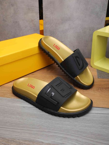 

slipper 3d embossed black gold color contrast sandals men's summer fashion anti slip one line thick bottomed beach slipperszly