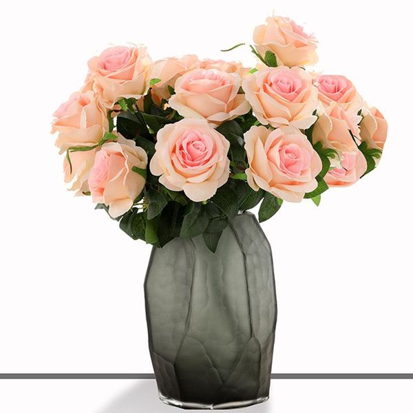 

decorative flowers & wreaths artificial 1 bunch of 9 roses diy home high-quality craftsmanship family party wedding bride holding flower dec