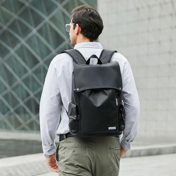 

men backpack solid school bags for teenager girls large capacity casual women black back packs fashion pu leather