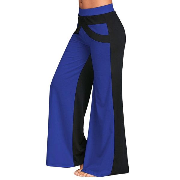 

women's leggings women patchwork bell bottoms flare trousers mid waisted wide leg pants black and white stitching