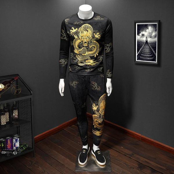 

men's tracksuits the spring 2021 wear leisure men long sleeve t-shirt suit two-piece early autumn, Gray