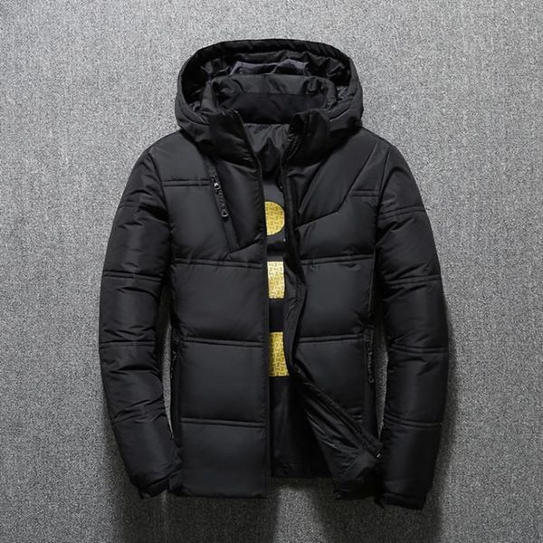 

fashion men casual down jacket down coats mens outdoor warm feather man winter thick warm long down coat, Black