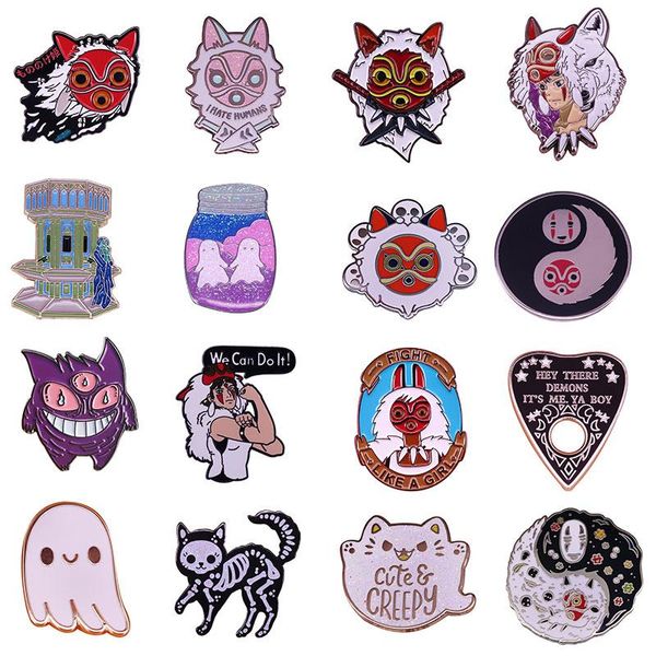 

pins, brooches cute ghost hard enamel pins collect we can do lt metal cartoon brooch backpack collar lapel badge men women fashion jewelry g, Gray