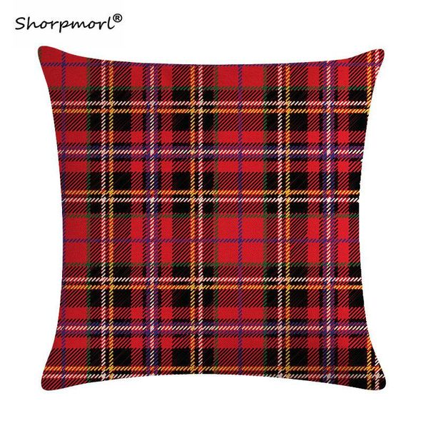 

cushion/decorative pillow home decor vintage plaid linen cushion cover decorative living room bedroom sofa car lattice square case 45x45cm