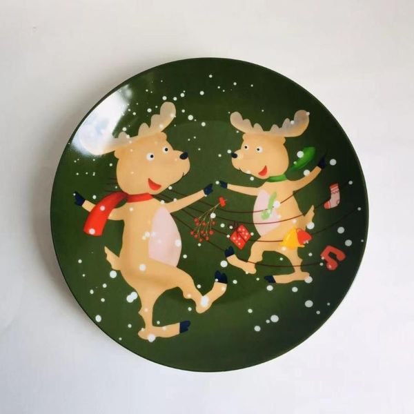 

dishes & plates christmas elk amazon decorative porcelain plate set children snack pasta home tableware