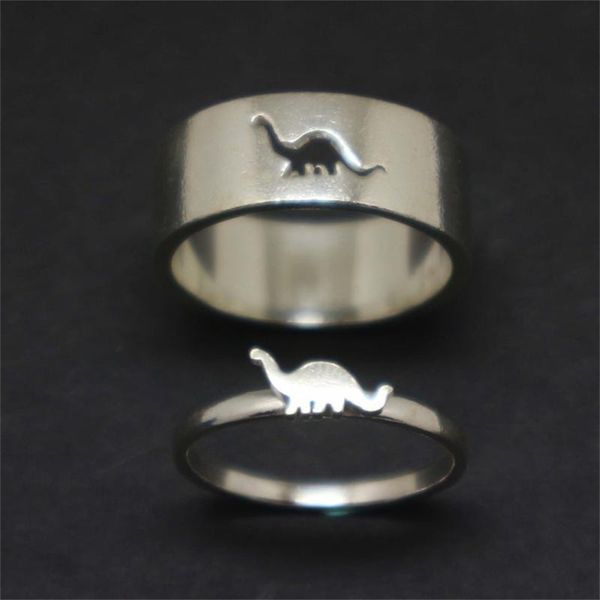 

wedding rings cute little dinosaur couples thin ring wide fashion simple engagement party jewelry statement women sweetheart gift, Slivery;golden