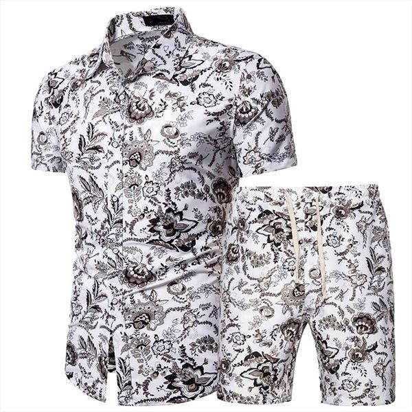 

vintage 2 piece style printing men polos loose short sleeve stand collar casual shirt daily wearing office big, White;black