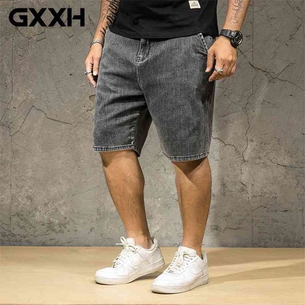 Sommer Herren große elastische Denim-Shorts übergroße knielange Baggy-Jeans für lockere Passform Plus 36 42 44 210723