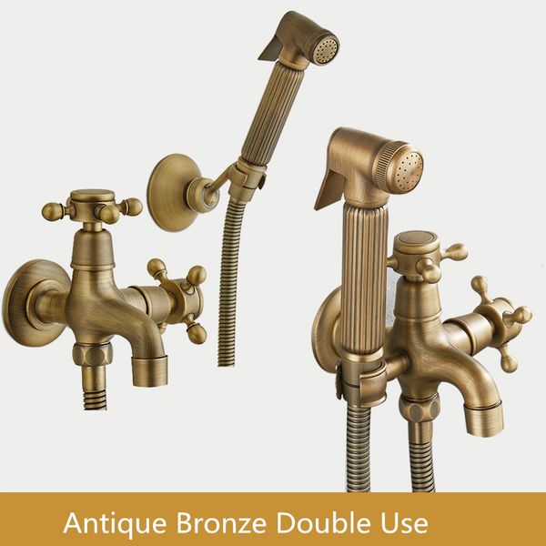 

2021 new antique bronze hand held spray shower set copper sprayer lanos toilet bidet faucet lavatory gun,wall mounted tap 3jfl