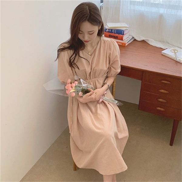 

2021 new spring girls boho solid female vintage party oversize long sleeve women es robe vestido 729k, Black;gray
