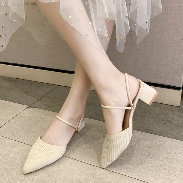

fashion slippers, a pair of new summer shoes, simple flying weaving style, medium heels pointed to women's shoes v879, Black