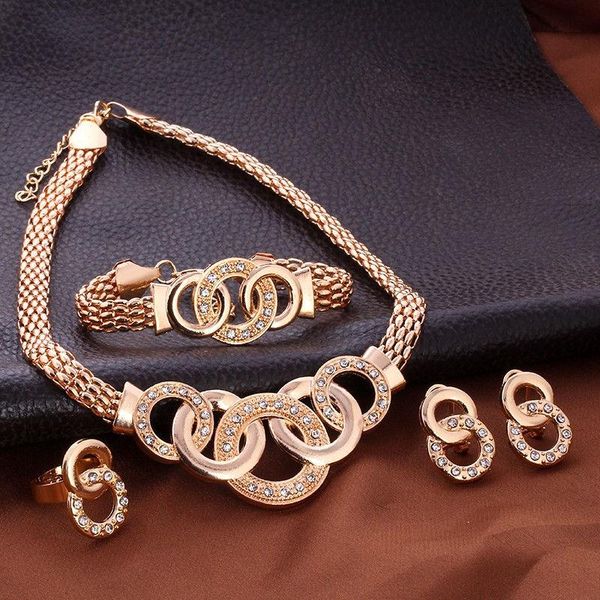 

earrings & necklace ay 2021 vintage statement wedding jewelry set for woman pearl beads earring bracelet ring gold color party gift, Silver