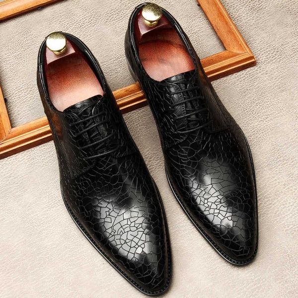 

dress shoes genuine leather men luxury fashion wedding brogue pointed toe lace up business formal black oxford