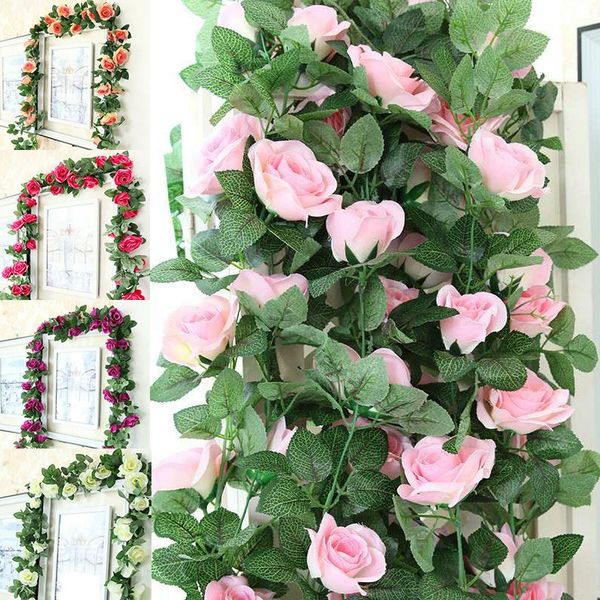 

beautiful vine ivy 7 ft home party decor silk rose leaf garland artificial faux flower for wedding party