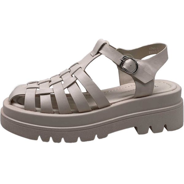 

summer platform sandals flat shoes hollow thick bottom one buckle preparation roman shoes women sandals 210701, Black;red