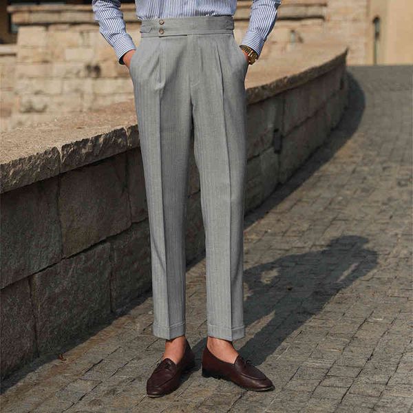 

men's pants straight stripe high waist pants, casual multifunctional, formal, business, italy, social, Black