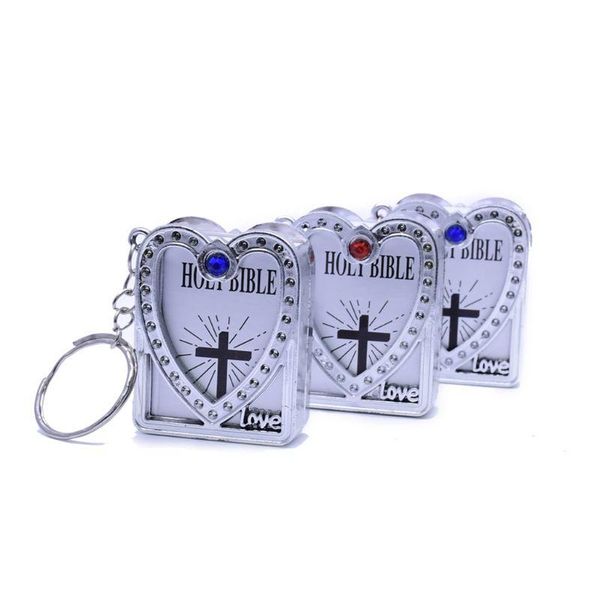 

keychains mini keychain jesus catholic religious jewelry cross book pendant keyring jewellery, Silver