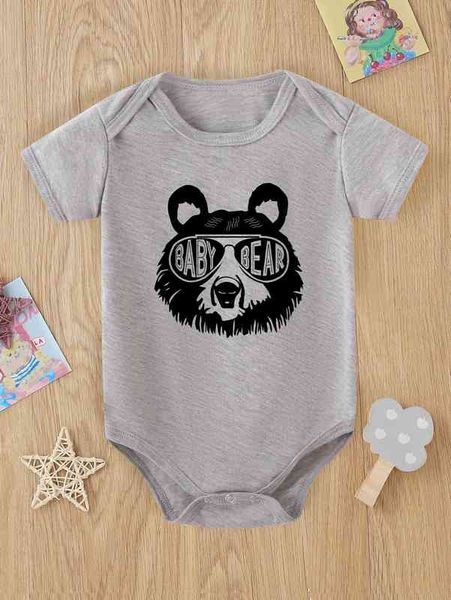 

baby 1pc bear and letter graphic bodysuit she, Blue