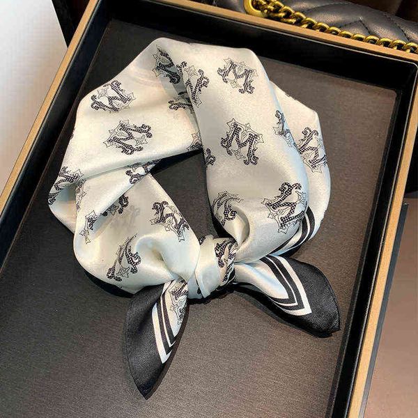 

scarves korean fashion mature female elegant style 53 * 53 square decorative neck silk scarf, Blue;gray