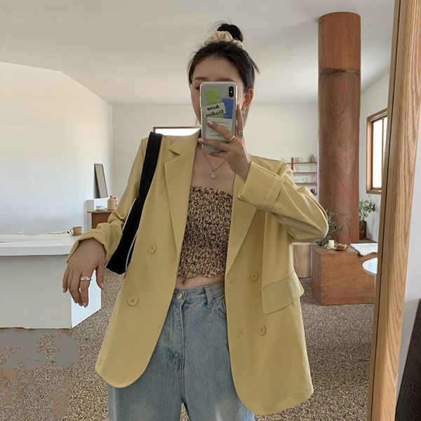 

2021 new spring autumn double breasted long for women elegant ladies office thin blazers and jackets female casual coat outwear x3aw, White;black