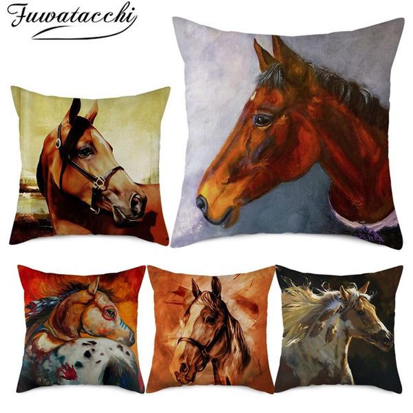 

cushion/decorative pillow fuwatacchi pure linen cushion cover animal zebra pattern love for home chair sofa decorative pillowcases 45x45 cm