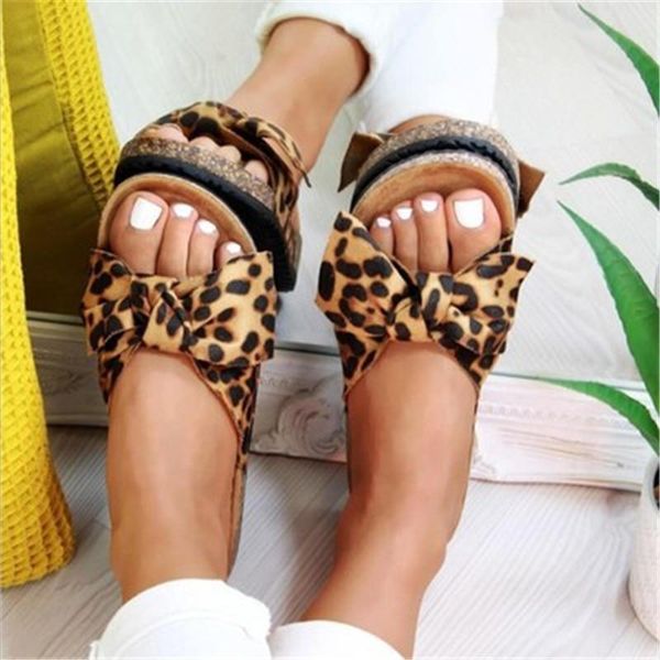 

slippers 2021 women summer fashion bow tie flat bottom heel sandals slipper rome beach shoes size 35-43 black yellow
