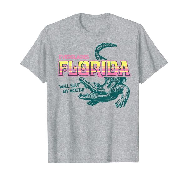

florida everglades state national park crocodile vintage t-shirt, White;black