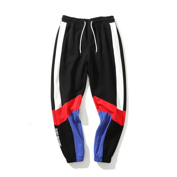 

2021 new high fashion casual hip hop rope cotton total length pantalon homme male standard pants sq31, Black