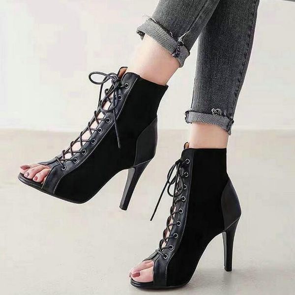

sandals fashion summer women sandal thin heels european style gladiator open toe black dancing shoes size 47