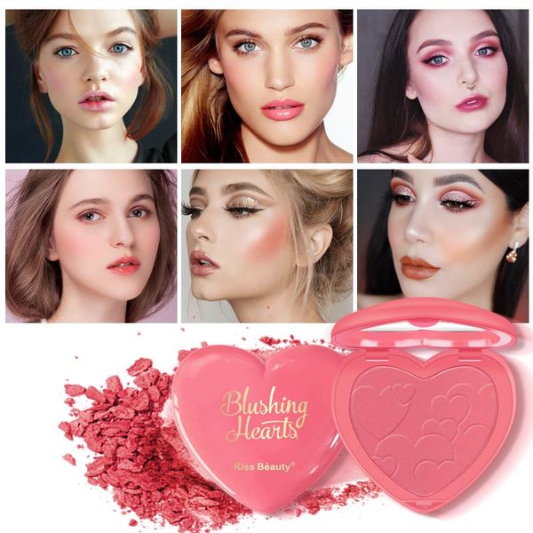 

blush 4 color love brightens skin facial contour shadow mineral pigment beauty professional palette cosmetics makeup