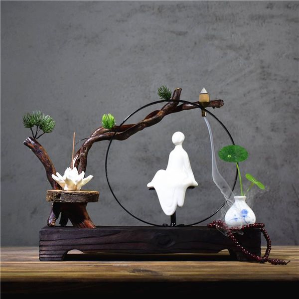 

fragrance lamps incense burner holder home decor sandalwood ceramic backflow deskbuddha figurines zen garden room