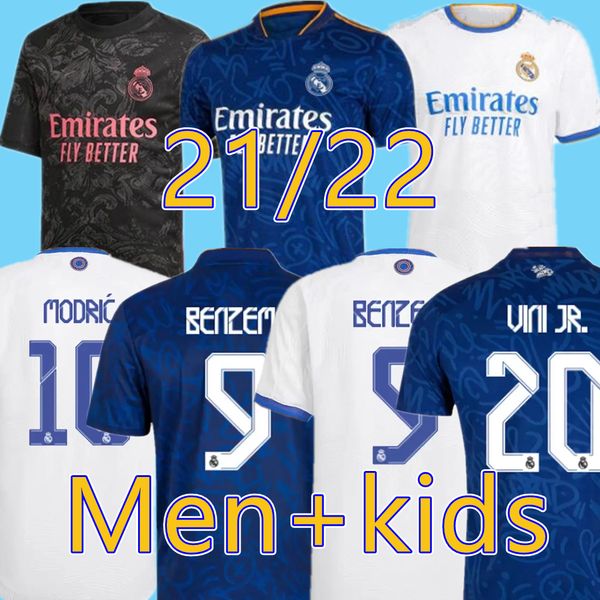

2021 2022 real madrid mbappe player version soccer jerseys benzema sergio ramos asensio marcelo valverde kroos football shirt kids alaba equ, Black;yellow
