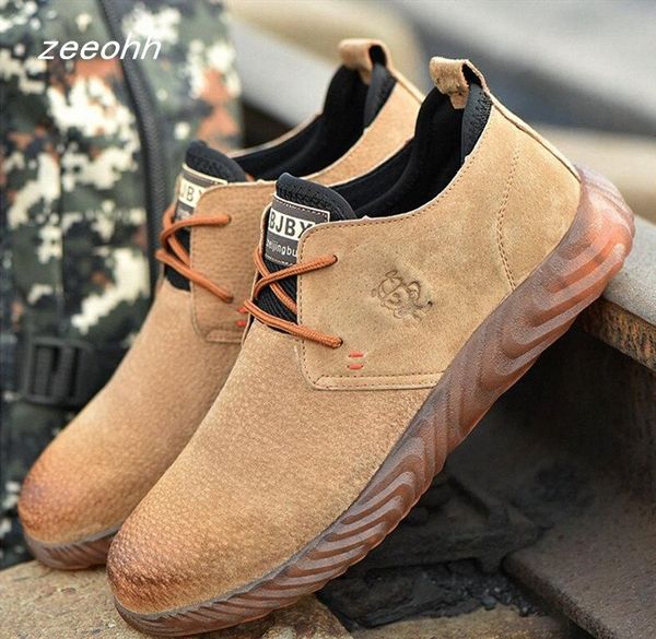 

brand pigskin steel men safety boots spring autumn casual light work footwear anti smash stab labor insurance shoes botas hombre a5gk#, Black