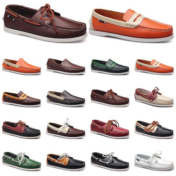 

122 womens sneakers sailing shoe mens casual leather shoes black white red green orange brown outdoor trainers size 38-45