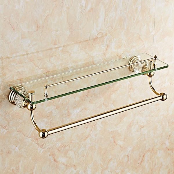 

towel racks crystal golden bathroom shelf, glass rack, dressing table with rod