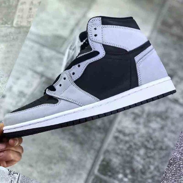 

shoes 1 og shadow 2.0 basketball men women 1s black light smoke grey-white sneakers bq4422-100 555088-035