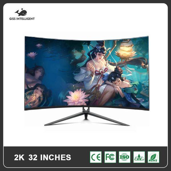 

monitors giss 32inch frameless ips lcd monitor hd 1080p led computer display gaming contest curved widescreen 16: 9 vga / usb 144hz