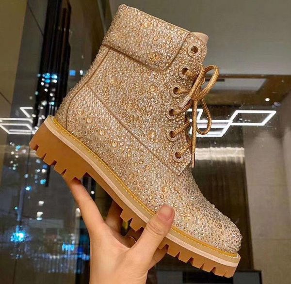 

2020 new original fashion women boots winter chestnut triple black womens work martin snow combat boots bootie platform joint name bottes