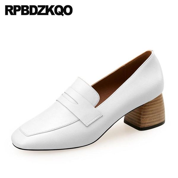

dress shoes white modern 2021 office medium heels chunky brown thick designer female square toe size 4 34 black work women leather